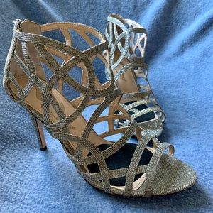 Sparkling Silver Strappy Heels